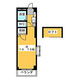 豊田ハイツB ワンルームの間取図画像