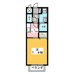 ツァール・アインス 1Kの間取図画像