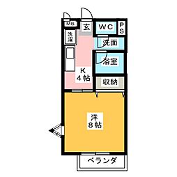 サープラスタカハシA 1Kの間取図画像