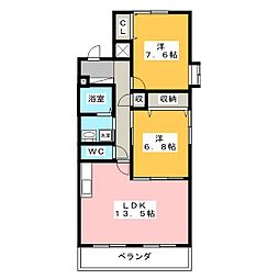 マメゾン牛牧B 2LDKの間取図画像