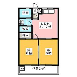 エポックハイムけんせいA 2LDKの間取図画像