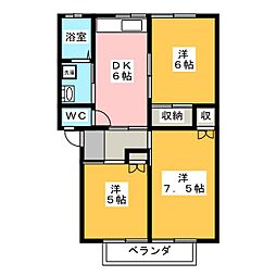 ドミール安藤 3DKの間取図画像