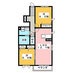 シャーメゾンソレイユ 2LDKの間取図画像