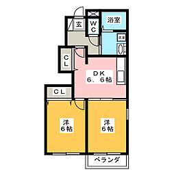 ウィステリア2 2DKの間取図画像