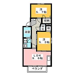 ルミエールリバー3 2DKの間取図画像
