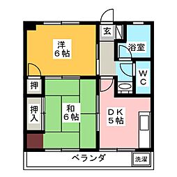 リフォルテほづみ 2Kの間取図画像