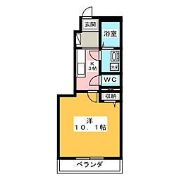 サン・セシリア 1Kの間取図画像