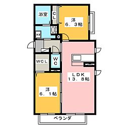 ベレオ稲里 2LDKの間取図画像