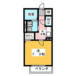 ル・ソレイユS 1Kの間取図画像