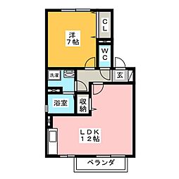 シャトーアサヒ5 1LDKの間取図画像
