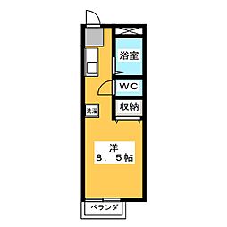 プリムローズ大野3 ワンルームの間取図画像