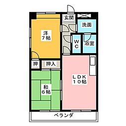 横幕レズィデンス1 2LDKの間取図画像
