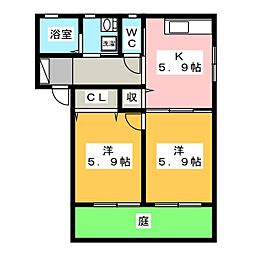 ハイツ五之里B 2Kの間取図画像