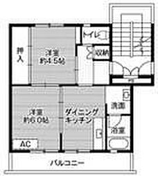 ビレッジハウス巣南町西1 2DKの間取図画像