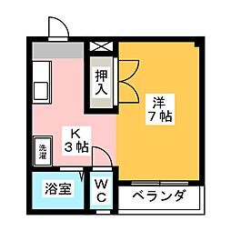 スカイハイツ 1Kの間取図画像
