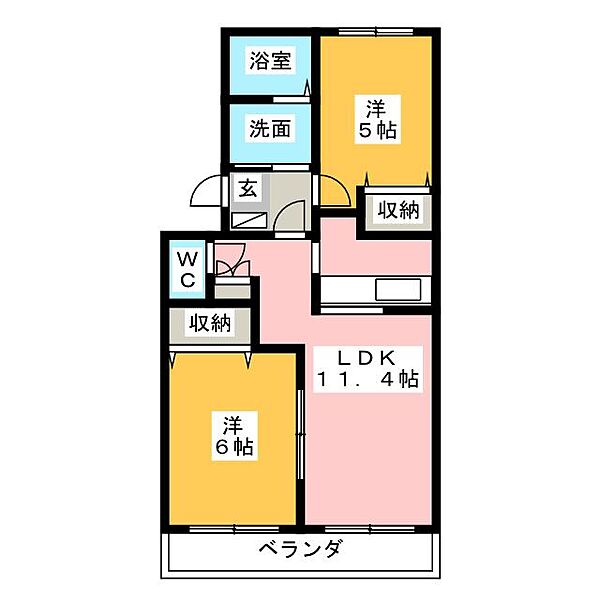 ルーエンハイム ｜岐阜県加茂郡川辺町比久見(賃貸マンション2LDK・2階・51.03㎡)の写真 その2