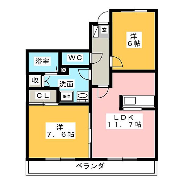 マンションエルガーデン ｜岐阜県美濃加茂市加茂野町今泉(賃貸マンション2LDK・2階・57.12㎡)の写真 その2