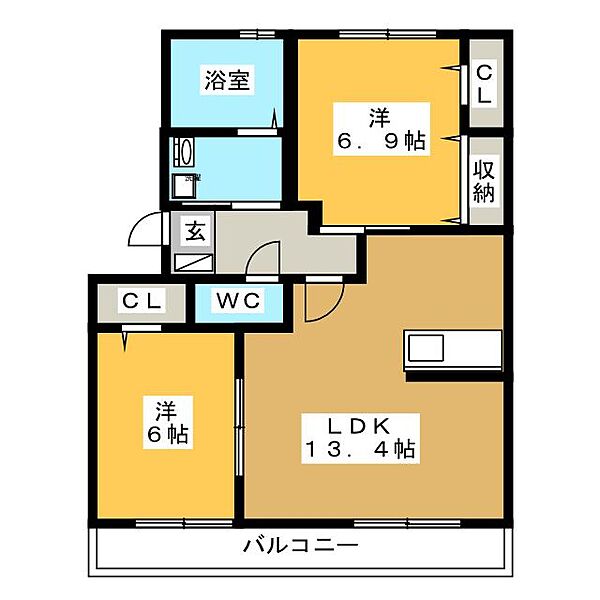 フラン　トゥール ｜岐阜県美濃加茂市太田町(賃貸アパート2LDK・1階・60.88㎡)の写真 その2