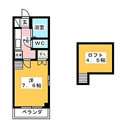 シューフルール3 1Kの間取図画像