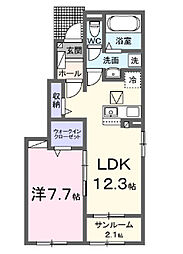 リヴェール　ニア 1階1LDKの間取り