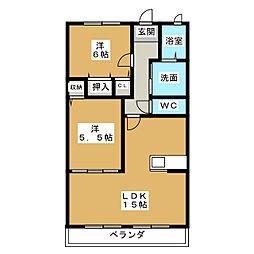 ハートフル柚子 2LDKの間取図画像