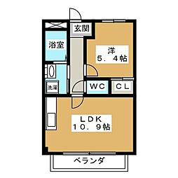 シャンドール・カモノ2 1LDKの間取図画像