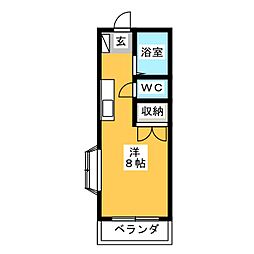 シャンポール森山 ワンルームの間取図画像