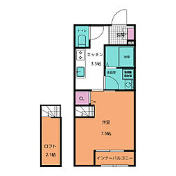 ハピネス中部台 1Kの間取図画像