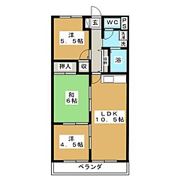 アーバンステイ森川B 3LDKの間取図画像