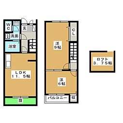 メゾネットいわいA 2LDKの間取図画像