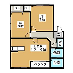 M&COOPER2 2LDKの間取図画像