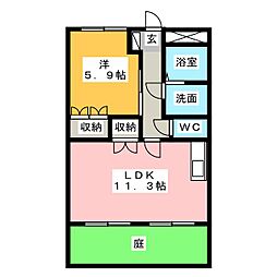コリーヌ 1LDKの間取図画像