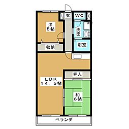 アーバンステイ森川A 2LDKの間取図画像