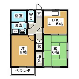 コーポローズ 2DKの間取図画像