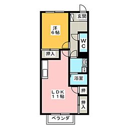 ラ・フィオーレ 1LDKの間取図画像