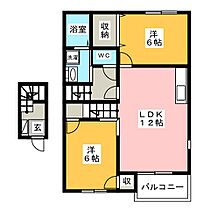 アンソレイエ　Ｂ  ｜ 岐阜県羽島市正木町曲利（賃貸アパート2LDK・2階・65.14㎡） その2