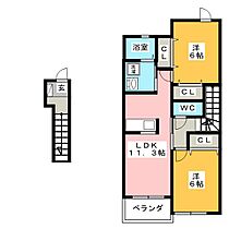 サウスリヴァーＹ　Ａ  ｜ 岐阜県羽島市足近町５丁目（賃貸アパート2LDK・2階・58.48㎡） その2