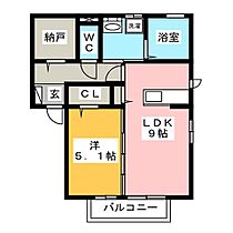 アッパルタメント ディ ソーレ　Ｂ  ｜ 岐阜県羽島市福寿町間島５丁目（賃貸アパート1LDK・2階・42.07㎡） その2