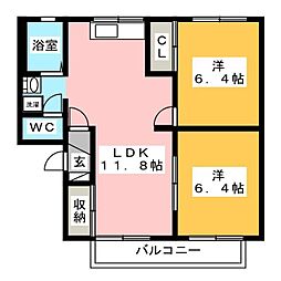 ハミングロードHIRANO 2LDKの間取図画像