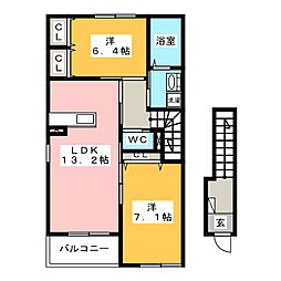 カーサ・オリーブ 2LDKの間取図画像