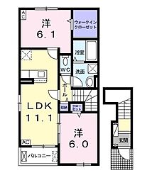 モルセラ2 2LDKの間取図画像