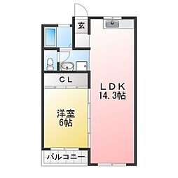 丸の内コーポラス 1LDKの間取図画像