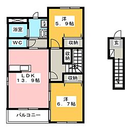 ブラウニーコート 2LDKの間取図画像