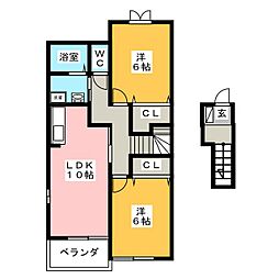 ブリアンアルカンシェルB 2LDKの間取図画像