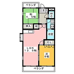 レッドヒルシャロウ 2LDKの間取図画像
