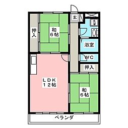 プラッツ・ジマ 2LDKの間取図画像