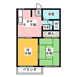 フレグランス松源寺1 2DKの間取図画像
