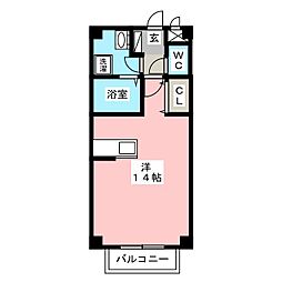 エンカウンター 1階ワンルームの間取り
