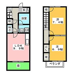 テラスパディー2 2LDKの間取図画像