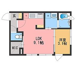 プリメーロ本町 1LDKの間取図画像